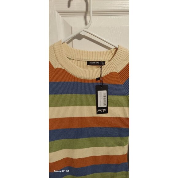 Nasty‎ Gal Womens Striped Colour Block Knitted Midi Dress Size 6 NWT Party Dress - Picture 2 of 9